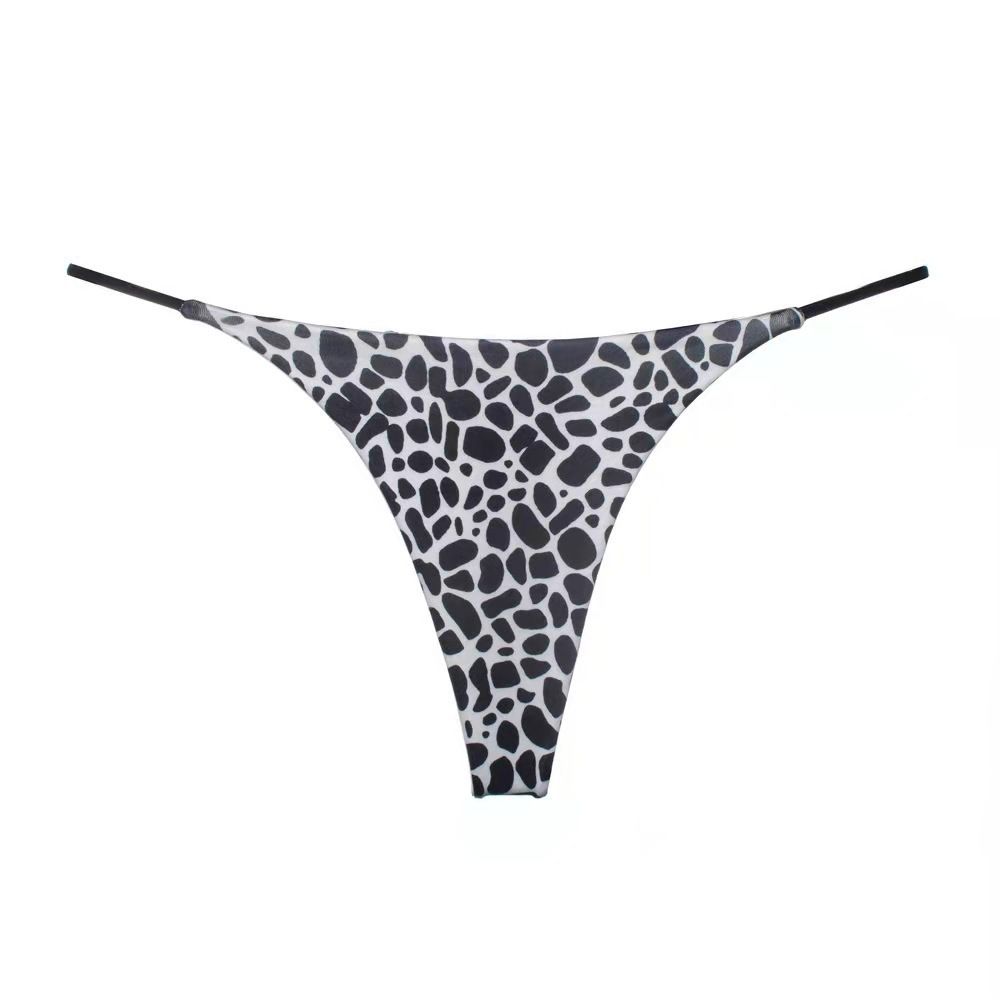 Women Milk Silk Low Waist Bikini Thong Leopard 1 Size: M — image 1