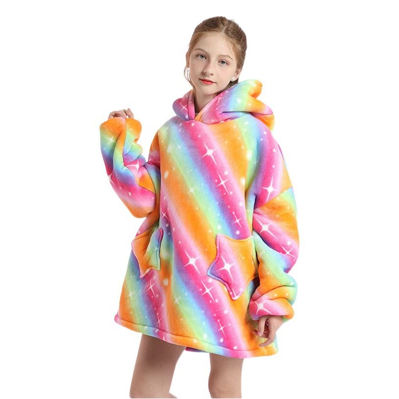 Childrens Cartoon Flannel Hooded Blanket Polyester Children's Winter Clothing view 2