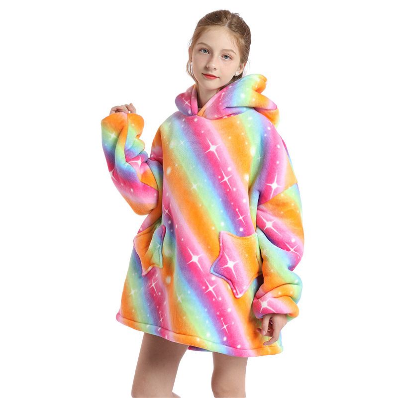 Childrens Cartoon Flannel Hooded Blanket Polyester Children's Winter Clothing view 6