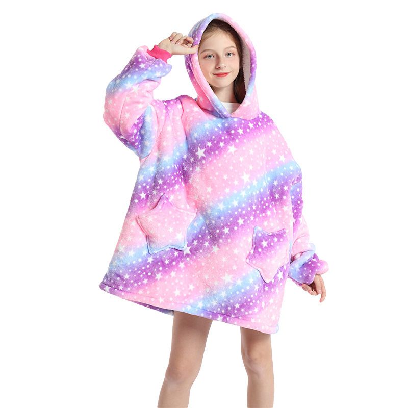 Childrens Cartoon Flannel Hooded Blanket Polyester Children's Winter Clothing view 7