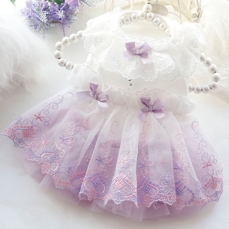 Accope Pet Dress Cotton Princess Style Summer Suspenders pink XS view 4