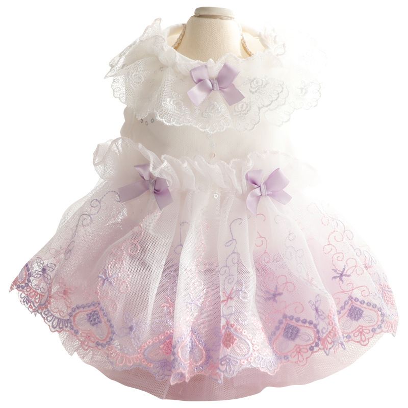 Accope Pet Dress Cotton Princess Style Summer Suspenders pink XS view 6