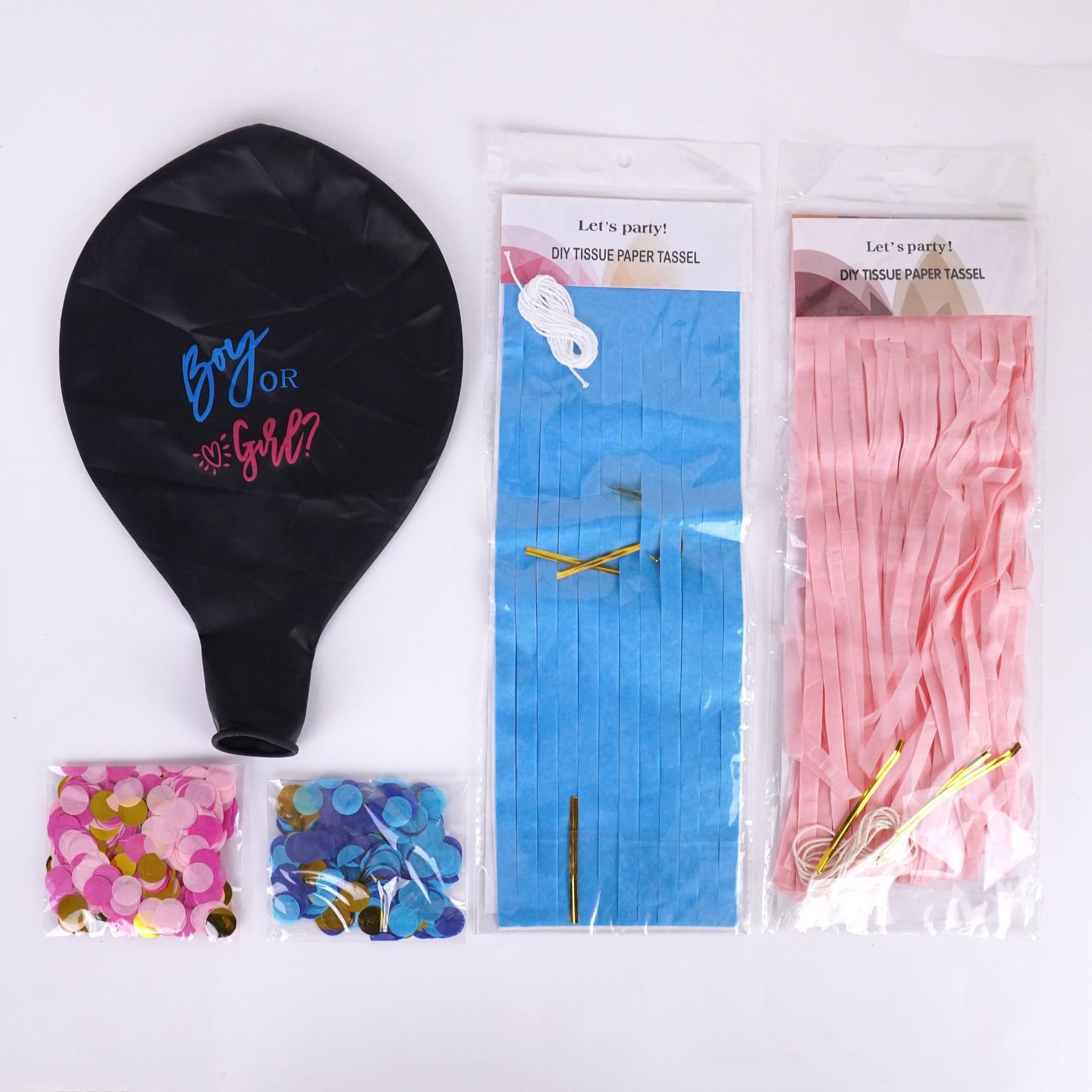 36 inch Balloon Set Confetti Tassel Yize latex Blue powder feet (round) view 4