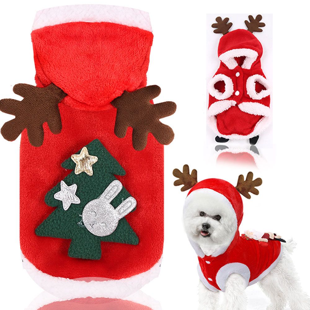 Christmas Pet Clothes Dog Cat Winter Cotton Vest Christmas navy blue bottom view 5