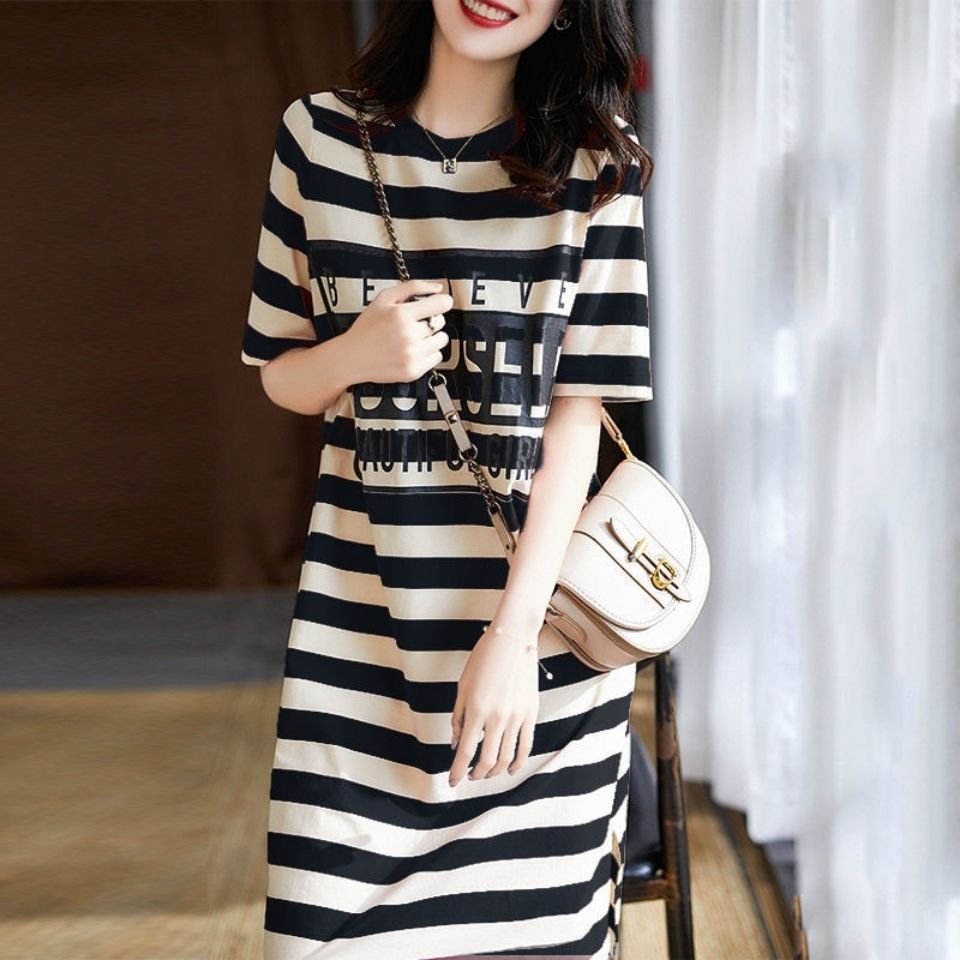 Zebina Womens Striped Short Sleeve Dress Black 3XL view 5