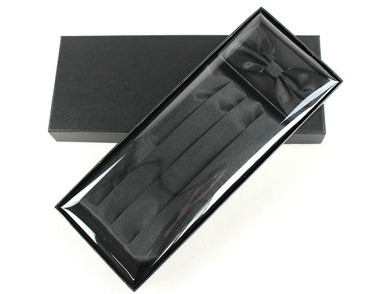 Mute Sauce Men Waistcoat Bow Tie Pocket Square Set Shallow navy blue 80-100cm view 2