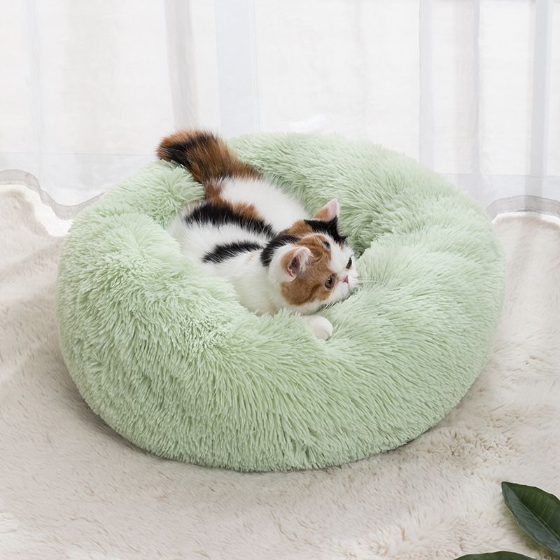 Qianxun pets Round Plush Pet Bed 40 cm Fruit Green Diameter 40 cm