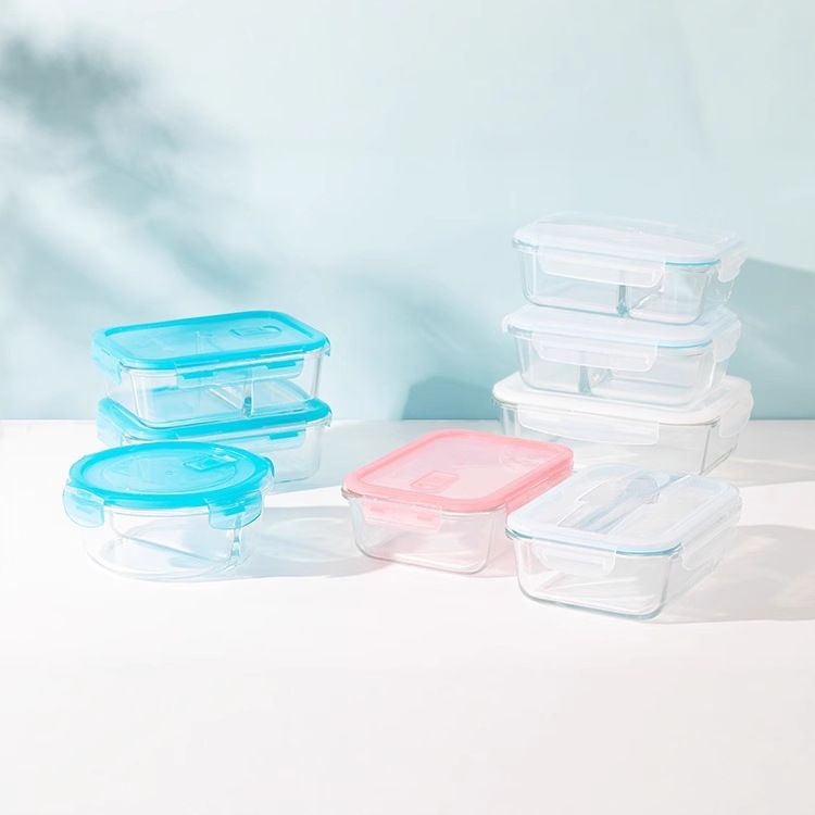 Scybe Heat Resistant Glass Lunch Box Microwave Safe Saipu Rectangular Divider view 2