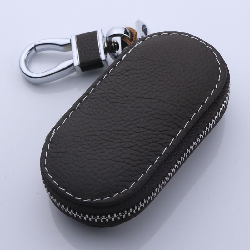 Cowhide Car Key Case Universal Multi Functional Ben Sutian Litchi Black view 2