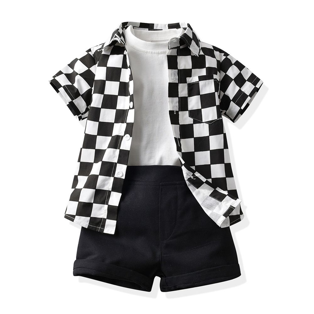 Top and Top Boys Plaid 3 Piece Set Cotton Black 120cm