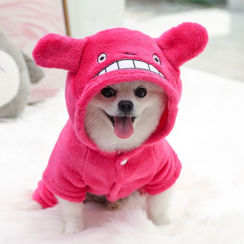 Shine Pet Four Legged Dog Clothes Coral Fleece Four-Leg Flannel Rose Totoro XS view 5