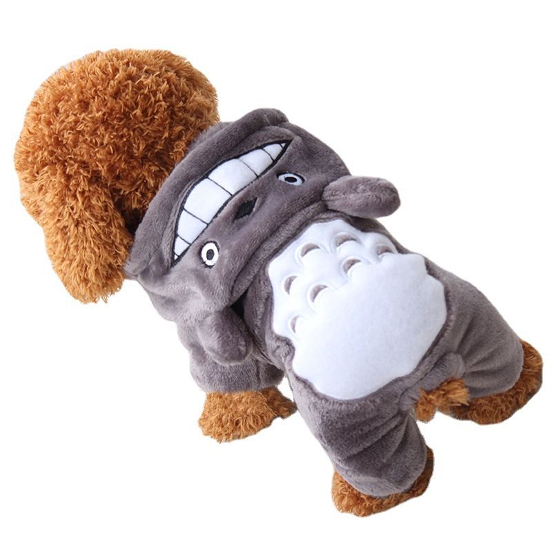 Shine Pet Four Legged Dog Clothes Coral Fleece Four-Leg Flannel Rose Totoro L view 7