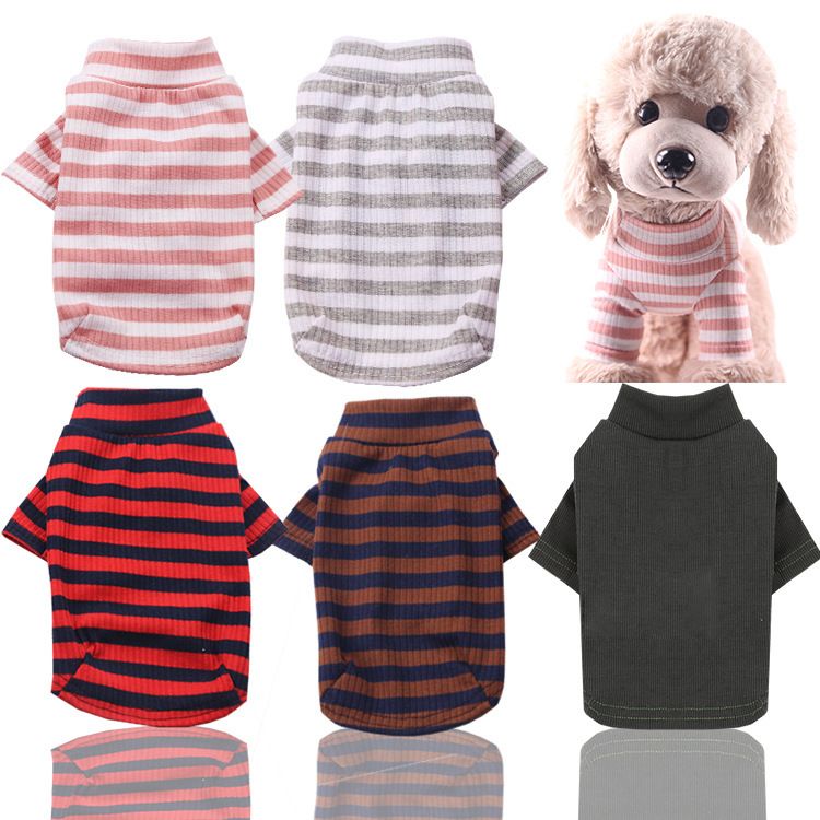 Pet Two Leg Shirt Striped Cotton Shine Two-leg stretch bottoming shirt Rose view 2