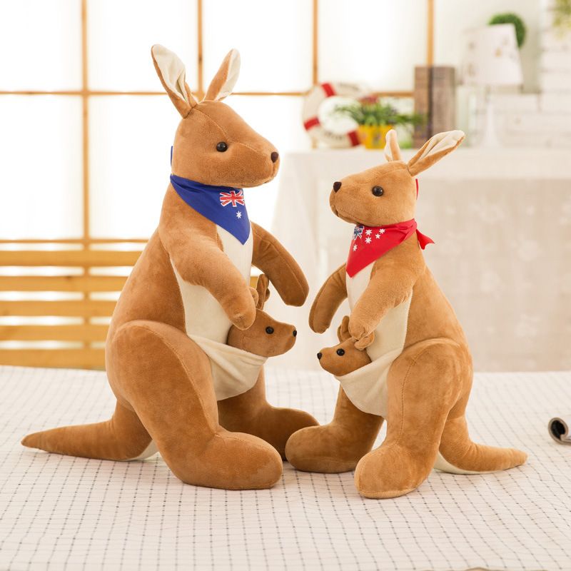 Jue Bei Kangaroo Plush Toy 35cm Gray red scarf 65cm view 5