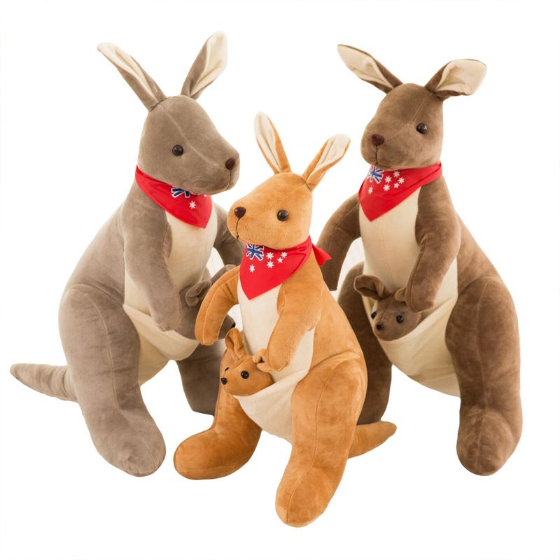 Jue Bei Kangaroo Plush Toy 35cm Gray red scarf 55cm view 6