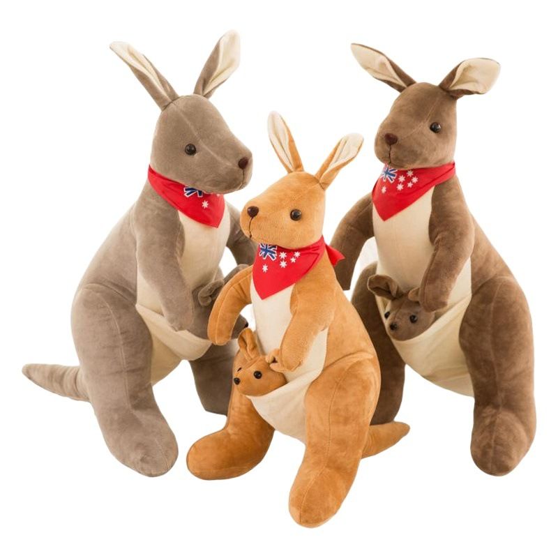 Jue Bei Kangaroo Plush Toy 35cm Gray blue scarf 45cm view 2