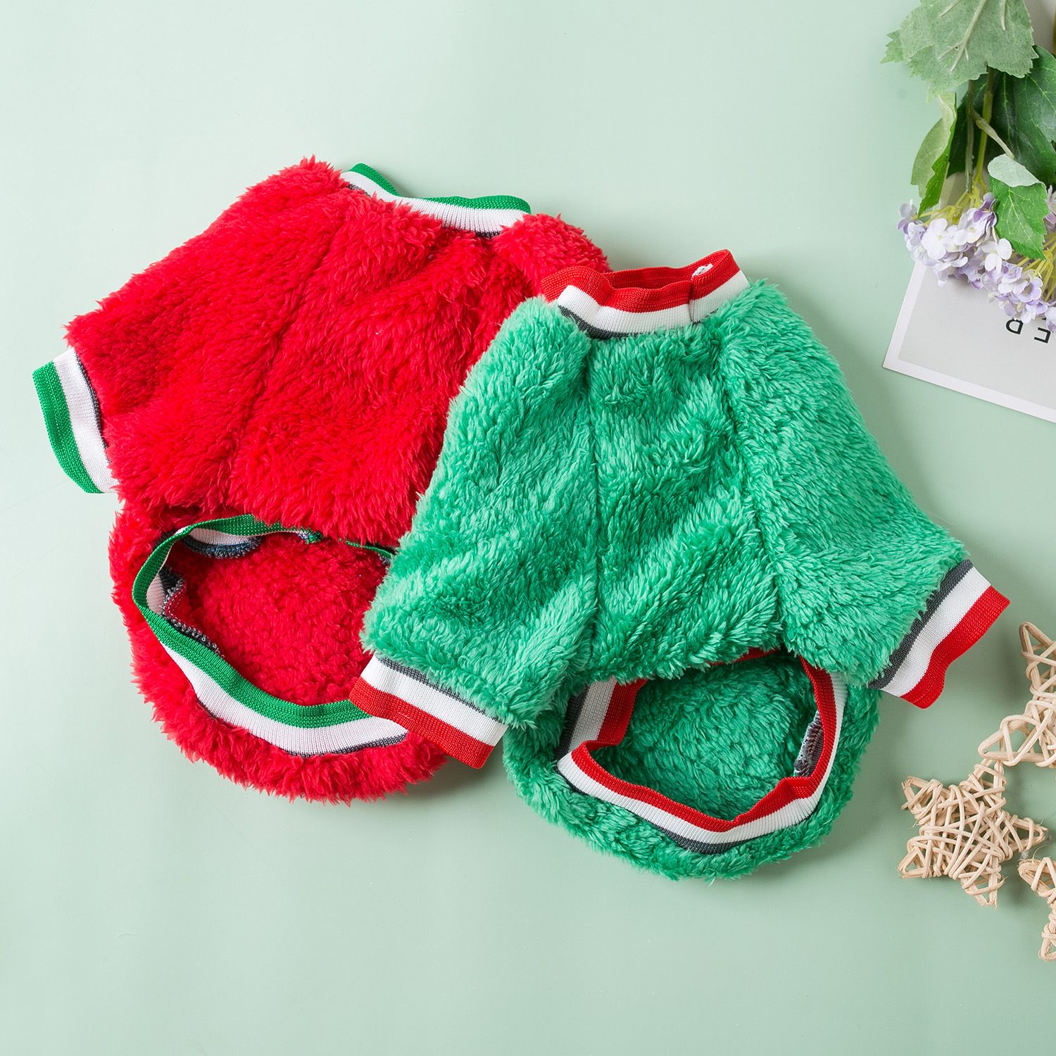 Pet Dog Christmas Deer Antler Fleece Vest Odd Pet Fawn smashes green XS view 6