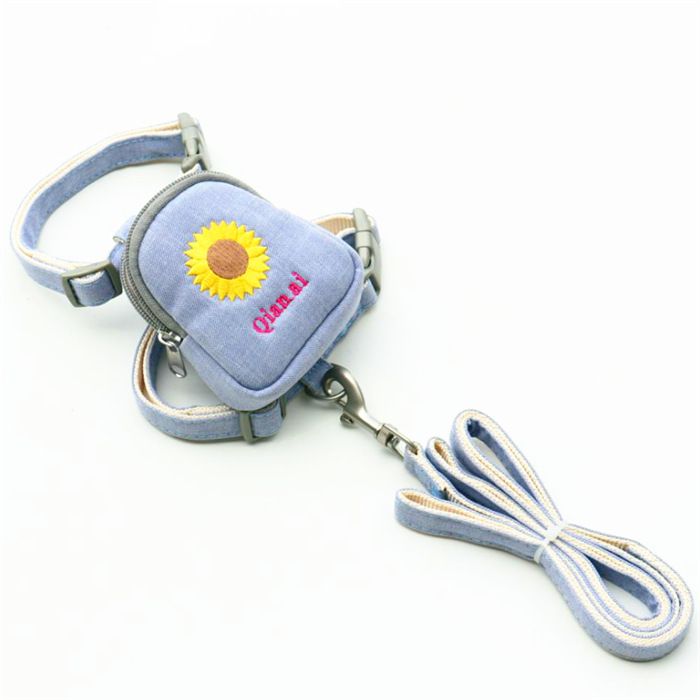 Zichen Dog Harness Polyester Embroidered Chrysanthemum Blue (sunflower) 1.5(L
