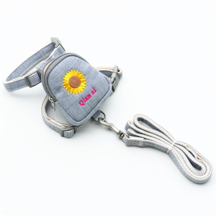 Zichen Dog Harness Polyester Embroidered Chrysanthemum Grey (sunflower) 1.5(L