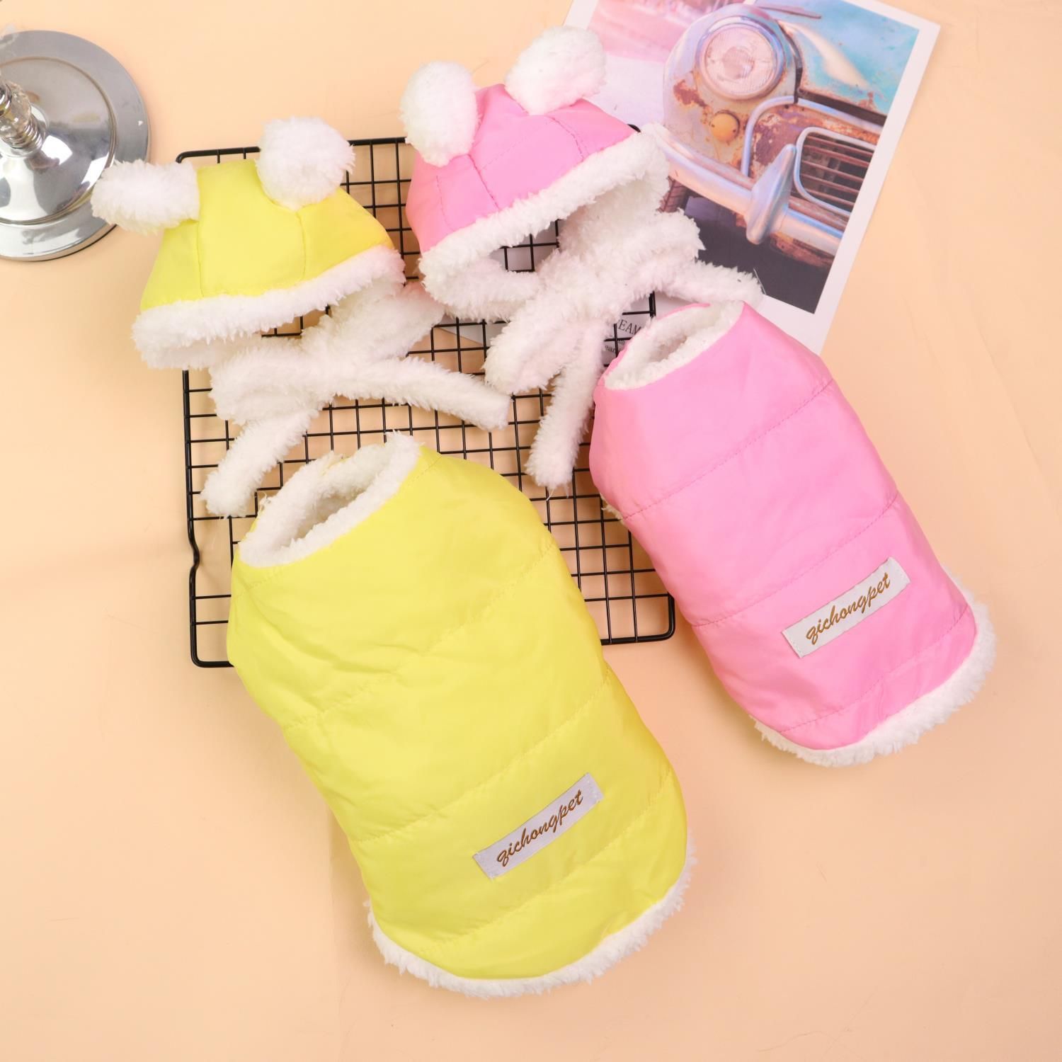Pet Clothing Two Legged Clothes Odd Pet Thickened Warm cream suit yellow XXL view 2