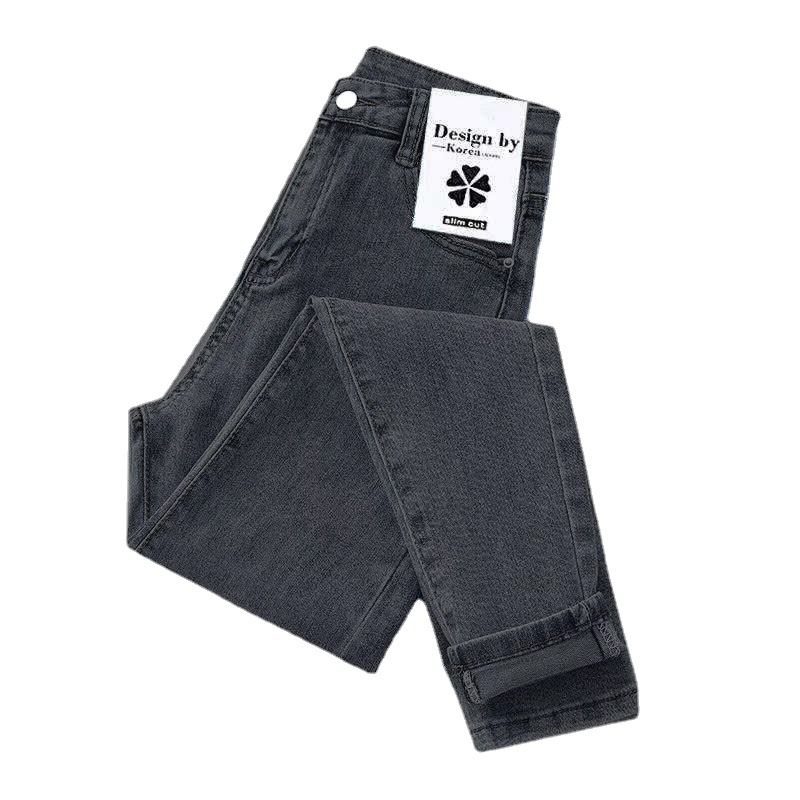 Women Jeans High Waist Cotton Stretch Grey Black 25 view 6