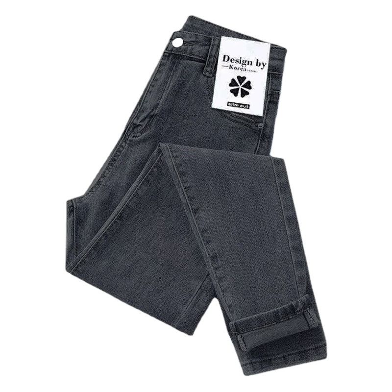 Women Jeans High Waist Cotton Stretch Grey Black 38 view 2
