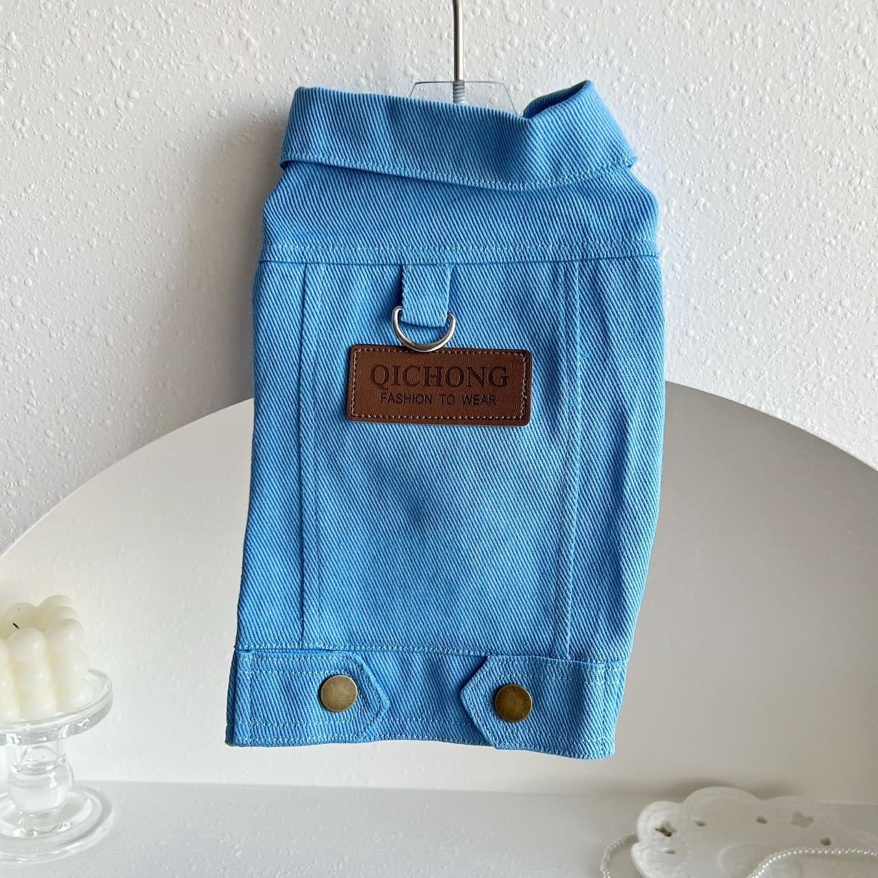 Pet Denim Jacket Qichong Small Dog Spring Autumn small blue jacket L — image 1