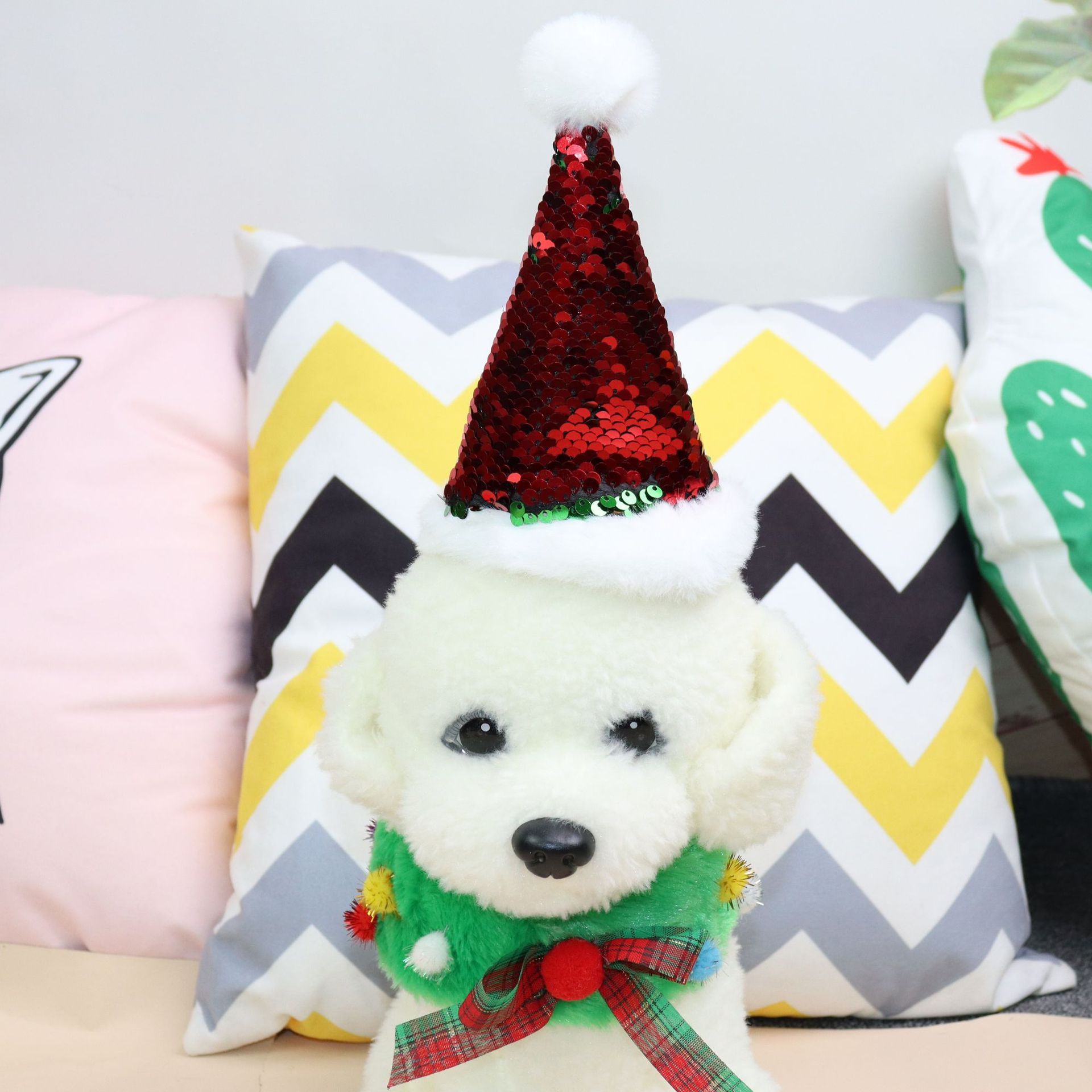 Pet Sequin Hat Scarf Set Odd pet Christmas Sequin Set Large view 5