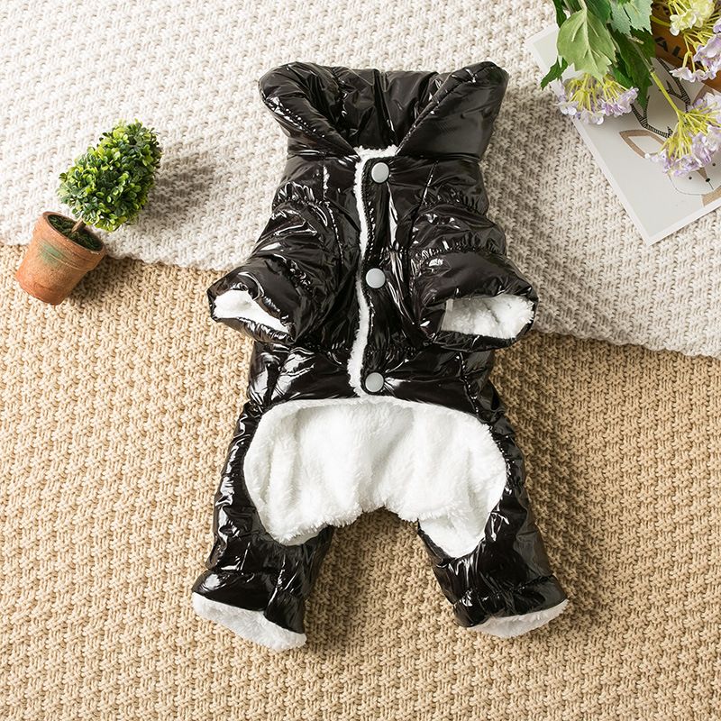 Teddy Dog Clothes Four Legged Coat Warm Winter red black man black view 5