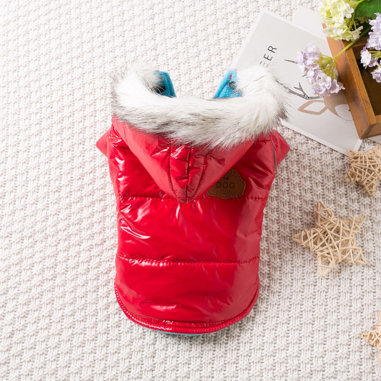Dog Coat Thick Cotton Winter Pet Clothes Small Breed bright leather — image 1