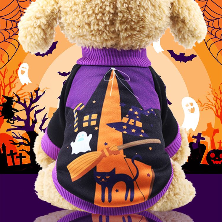 shine Pet Dog Cat Transformation Costume Cotton Hooded two-leg uniform Navy view 3