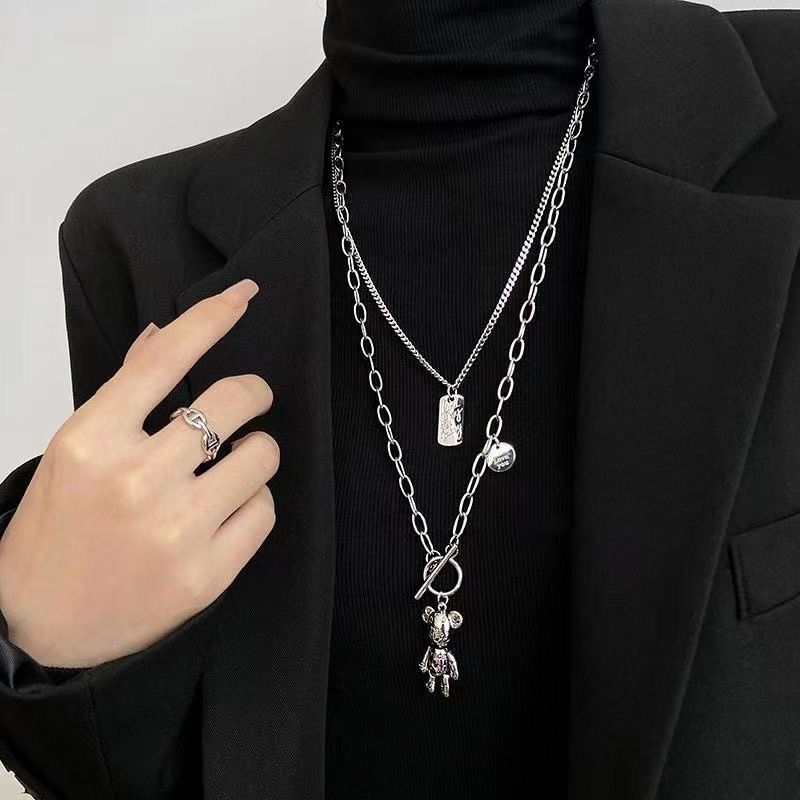 Jun Yi Alloy Multi Layer Necklace Geometry Unisex Double Cross Rabbit Necklace view 3
