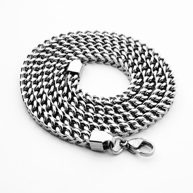 Friends Men Stainless Steel Square Chain Necklace Steel color 3mm-50cm view 6