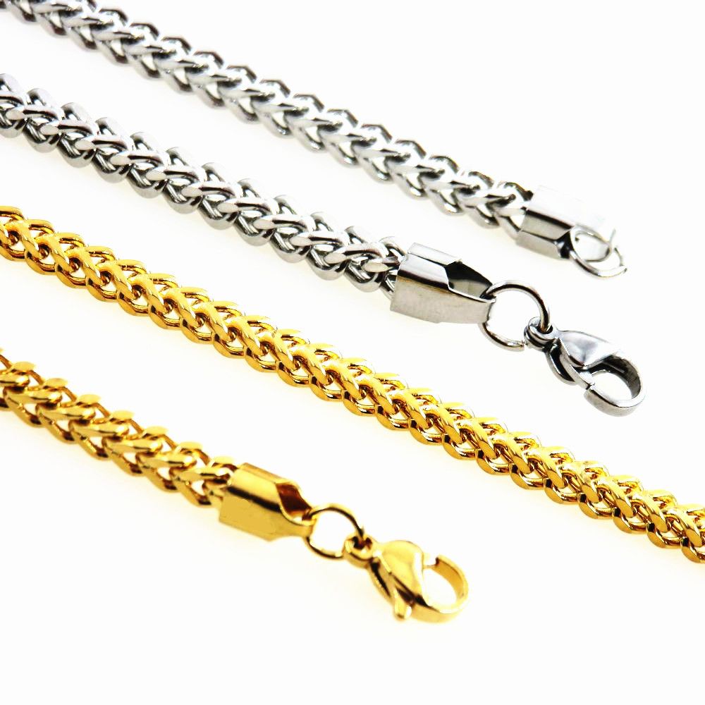 Friends Men Stainless Steel Square Chain Necklace Steel color 3mm-60cm view 2