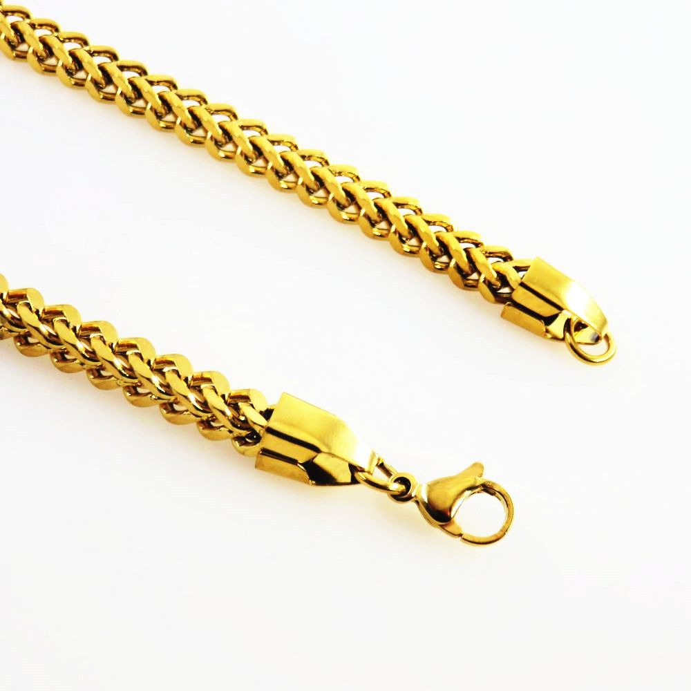 Friends Men Stainless Steel Square Chain Necklace Steel color 4mm-45cm view 3