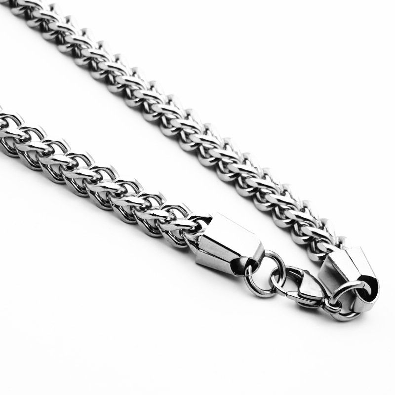Friends Men Stainless Steel Square Chain Necklace Steel color 5mm-55cm view 4
