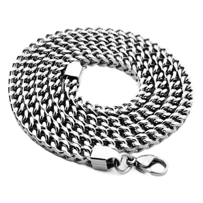 Friends Men Stainless Steel Square Chain Necklace Steel color 6mm-60cm
