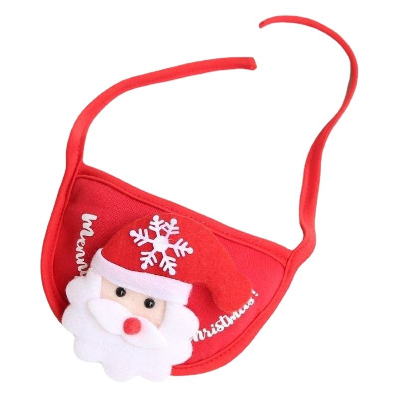 Pet Bib Santa Hat Green Elk Polyester Red Santa slobber towel view 2