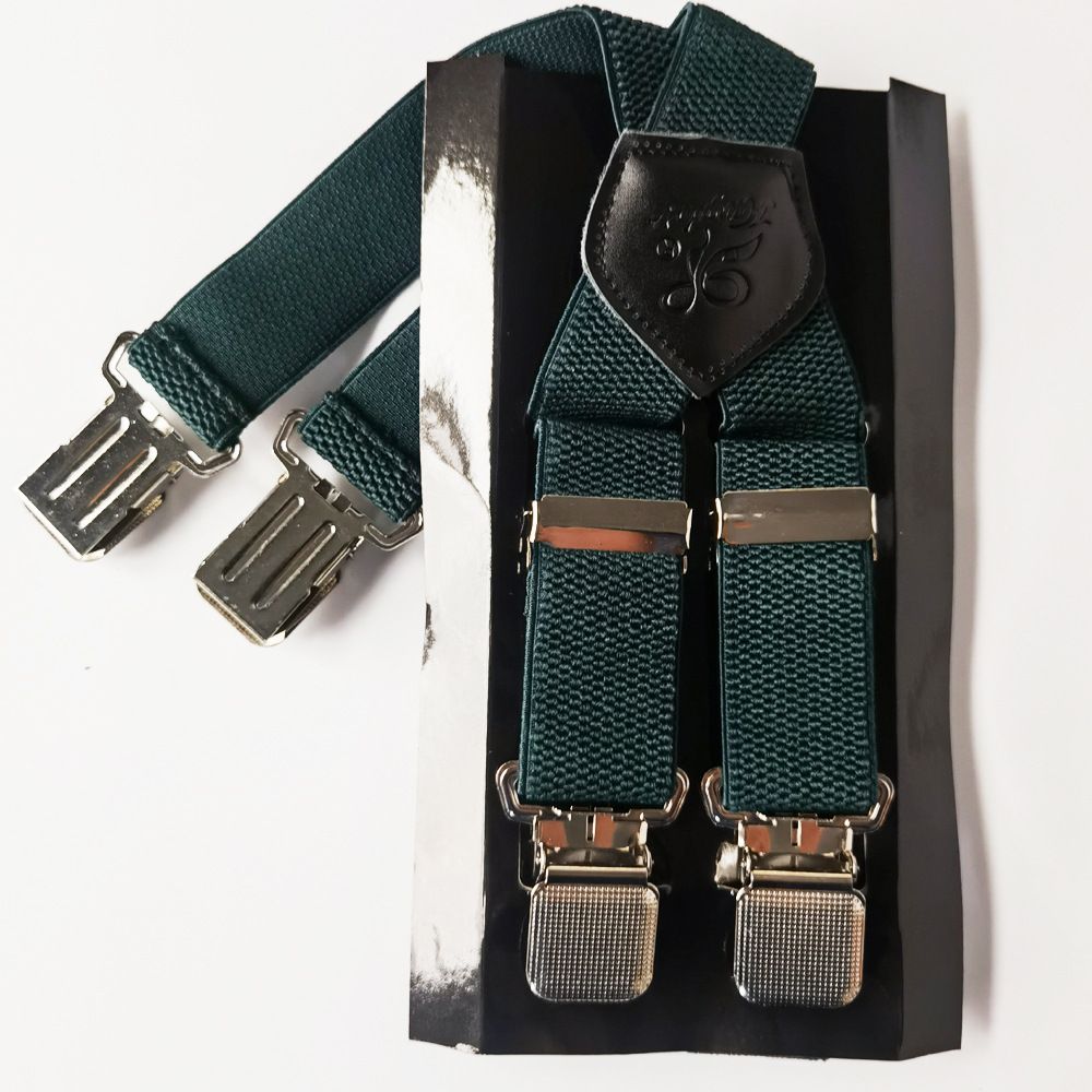 KANGDAI Men Polyester Strap 3.5cm X Type 4 Clips Dark red view 4