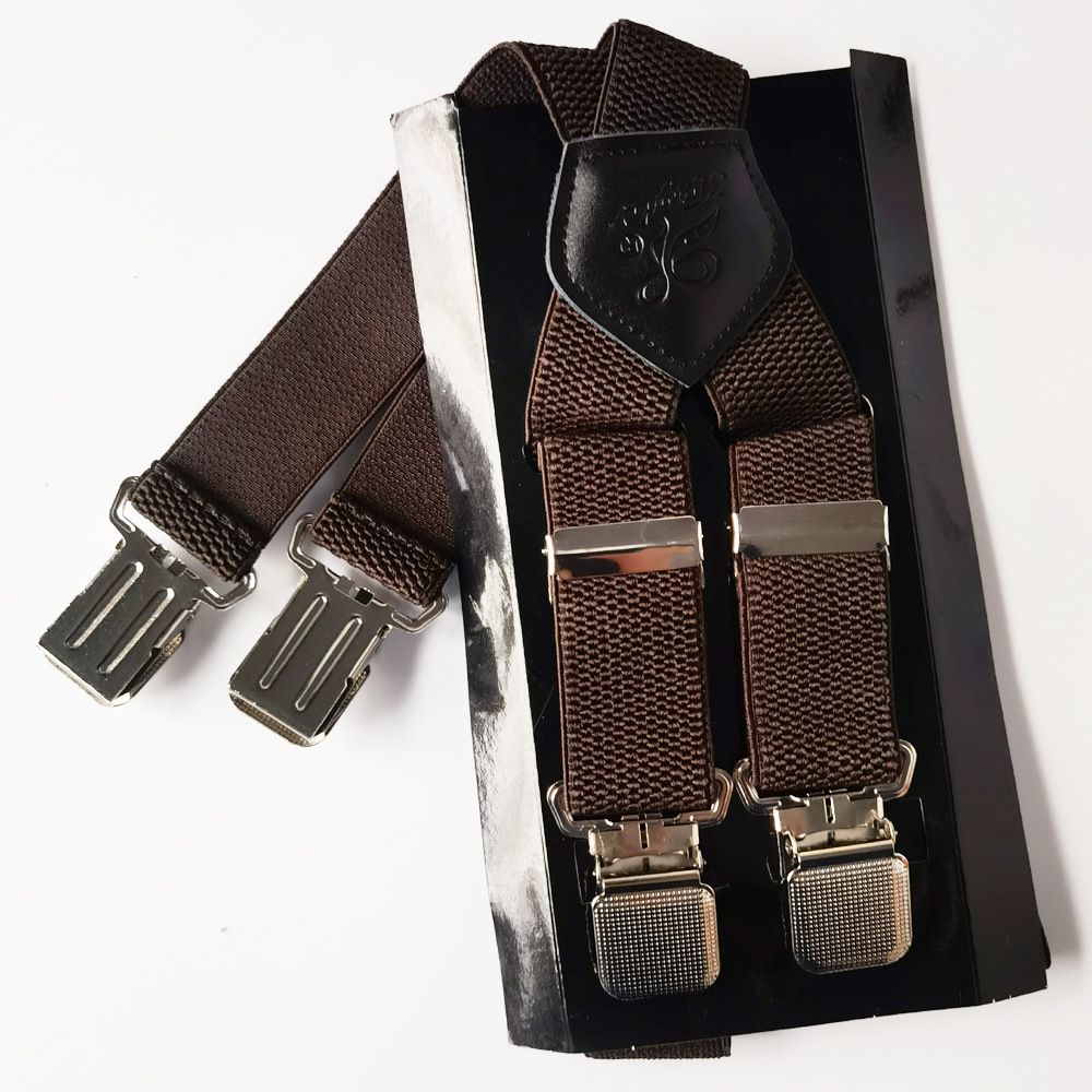 KANGDAI Men Polyester Strap 3.5cm X Type 4 Clips Dark green view 3