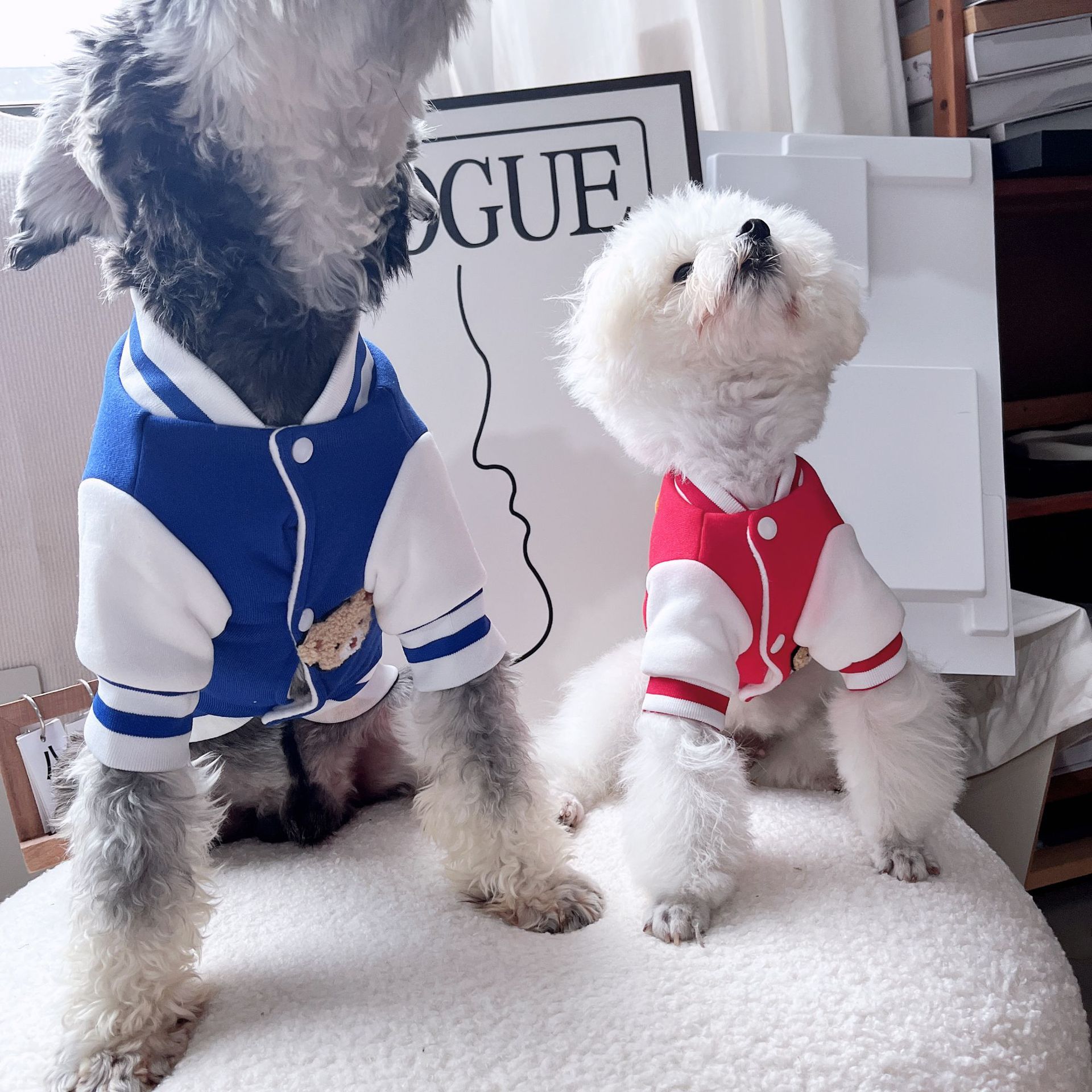 Pet Sweater for Dog and Cat Warm Autumn Winter Clothing Blue Sweatshirt Fabric view 3