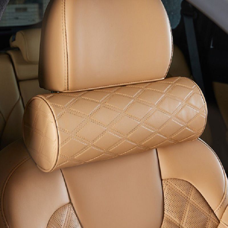 Car Headrest Memory Foam Pillow Leather Camel memory Cotton spot without standard view 4