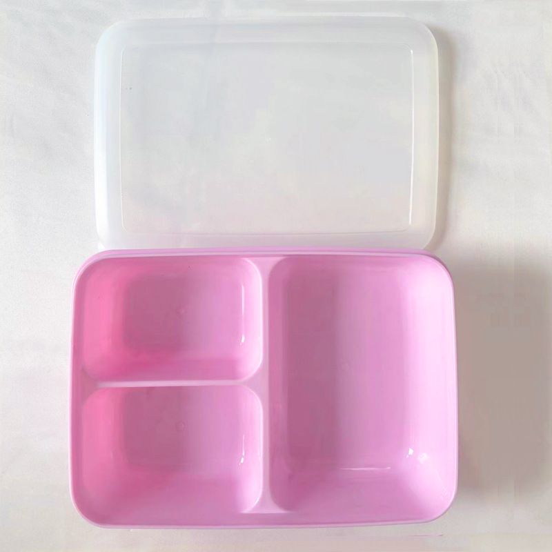 Le Kedo PP Rectangular 3 Compartment Microwave Lunch Box Type B 8032 (pink) view 3