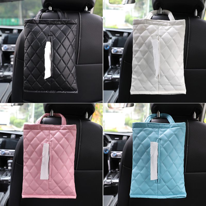 Car Tissue Holder Leather Hanging Black view 2