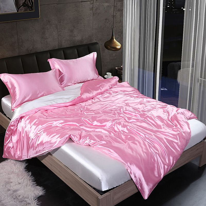 Shurui Silk Four Piece Set 150x200cm 1.2 m bed hat four-piece set [quilt cover — image 1