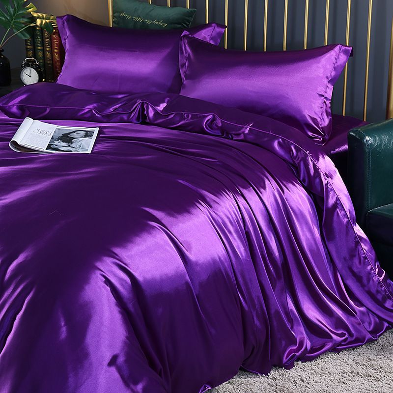Shurui Silk Four Piece Set 150x200cm 1.2 meters bed sheets four-piece set — image 1