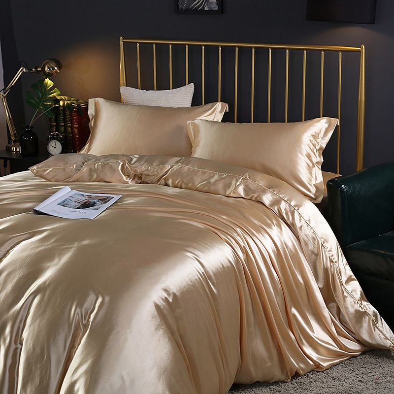 Shurui Silk Four Piece Set 150x200cm 1.2 m bed hat four-piece set [quilt cover view 5