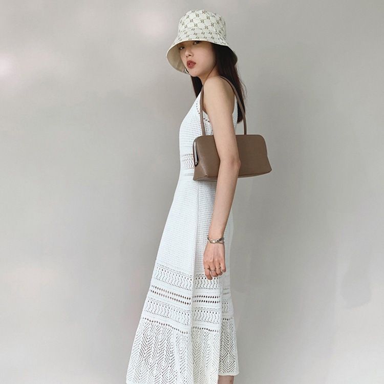 Women Dress Wool Blend A Line Slim Fit White M Size: M view 4
