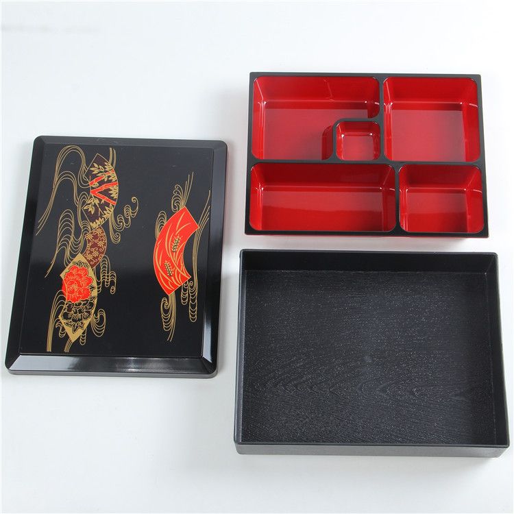 Lun Printed Lunch Box Plastic Square 501-800ml Medium wood grain 30*24.5*6 view 3