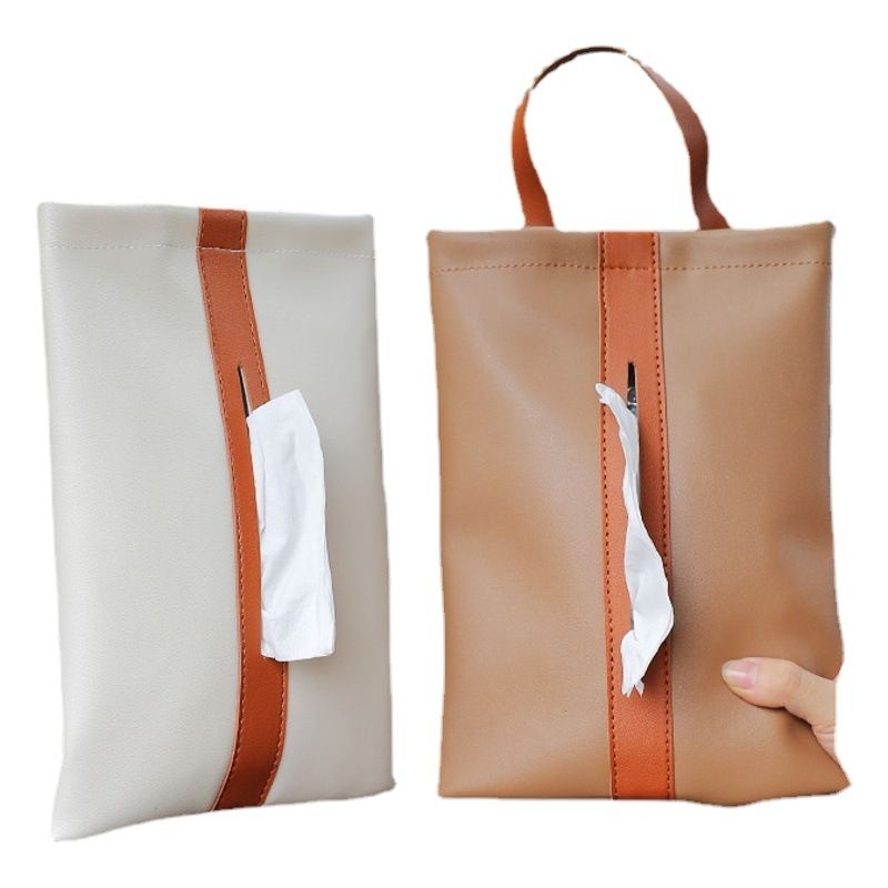 rx Leather Car Tissue Box Holder 26x18.5cm Brown view 2